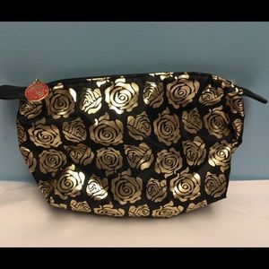 Hello Lovely 🏵 Black w Gold Foil Roses Cosmetic Travel Bag
